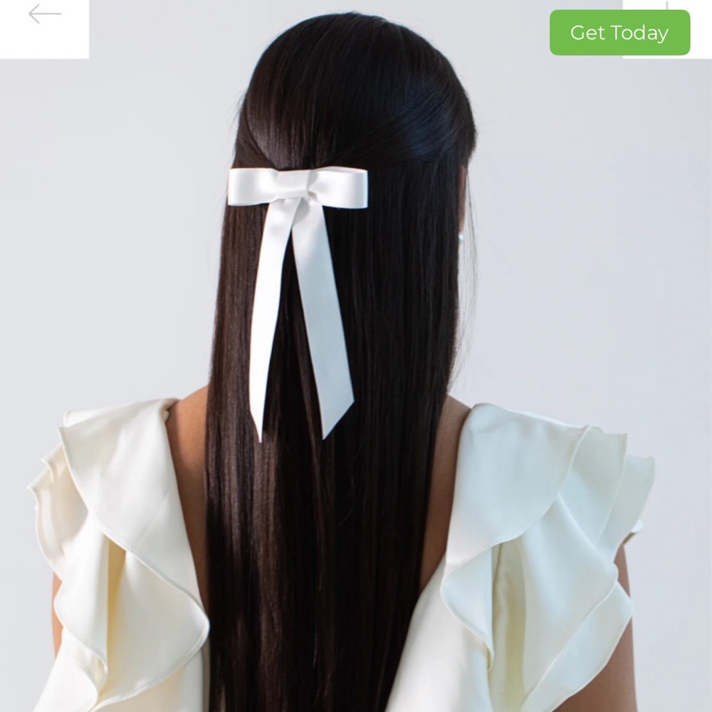 Jennifer Behr White Satin Bow Barrette